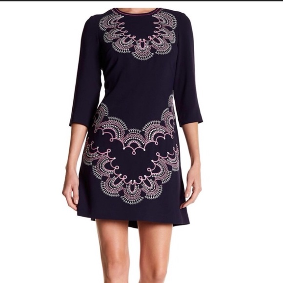 Eliza J Dresses & Skirts - Eliza J. Blue Paisley Embroidered Shift Dress